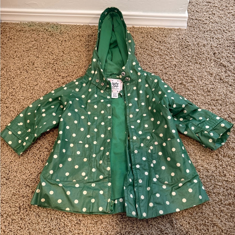 Baby gap green Polka Dot rain Jacket